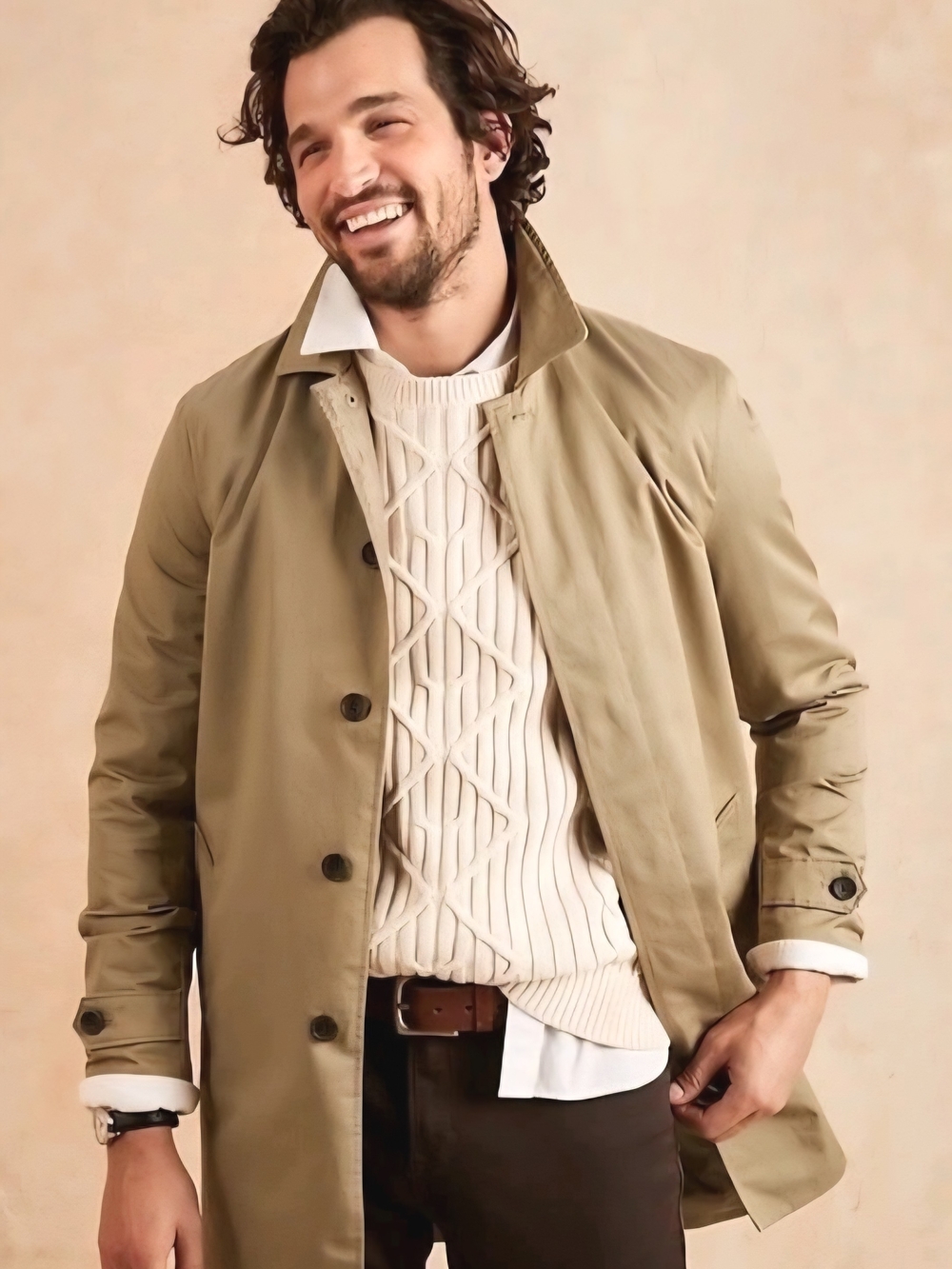Banana Republic Factory Men's Modern Water Resistant Mac Jacket Khaki Tan Medium